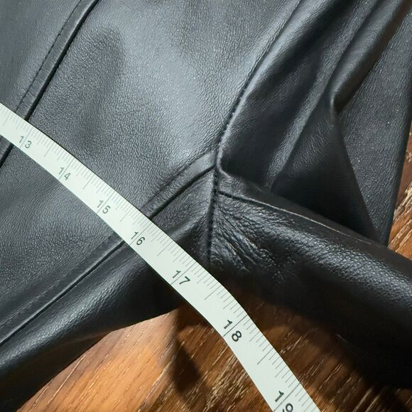 Women's Size S Black Leather Jacket Zip / Tie Front Coat Small Croft & Barrow - Picture 4 of 7
